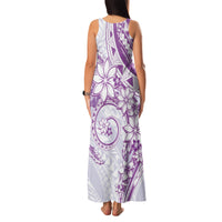 Polynesian Pattern With Plumeria Flowers Family Matching Tank Maxi Dress and Hawaiian Shirt Purple