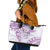 Polynesian Pattern With Plumeria Flowers Leather Tote Bag Purple
