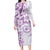 Polynesian Pattern With Plumeria Flowers Long Sleeve Bodycon Dress Purple