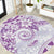 Polynesian Pattern With Plumeria Flowers Round Carpet Purple