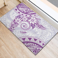 Polynesian Pattern With Plumeria Flowers Rubber Doormat Purple