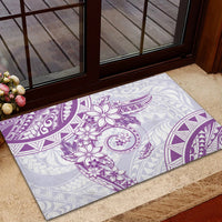 Polynesian Pattern With Plumeria Flowers Rubber Doormat Purple