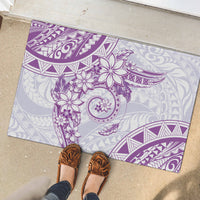Polynesian Pattern With Plumeria Flowers Rubber Doormat Purple