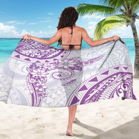 Polynesian Pattern With Plumeria Flowers Sarong Purple