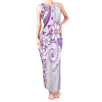 Polynesian Pattern With Plumeria Flowers Tank Maxi Dress Purple