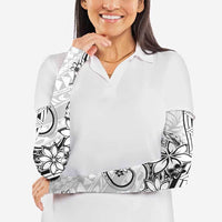 Polynesian Pattern With Plumeria Flowers Arm Sleeves White LT05 - Polynesian Pride