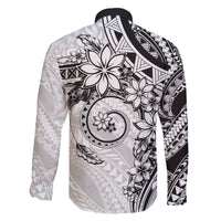 Polynesian Pattern With Plumeria Flowers Family Matching Off The Shoulder Long Sleeve Dress and Hawaiian Shirt White LT05 - Polynesian Pride