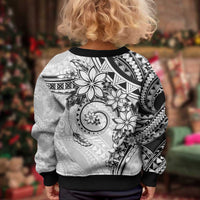 Polynesian Pattern With Plumeria Flowers Kid Ugly Christmas Sweater White