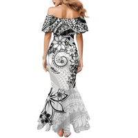 Polynesian Pattern With Plumeria Flowers Mermaid Dress White