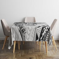 Polynesian Pattern With Plumeria Flowers Tablecloth White