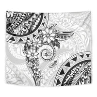 Polynesian Pattern With Plumeria Flowers Tapestry White