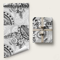 Polynesian Pattern With Plumeria Flowers Wrapping Paper White - Polynesian Pride