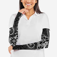 Polynesian Pattern With Plumeria Flowers Arm Sleeves Black LT05 - Polynesian Pride