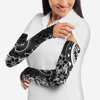 Polynesian Pattern With Plumeria Flowers Arm Sleeves Black LT05 - Polynesian Pride