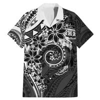Polynesian Pattern With Plumeria Flowers Family Matching Mermaid Dress and Hawaiian Shirt Black