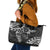 Polynesian Pattern With Plumeria Flowers Leather Tote Bag Black