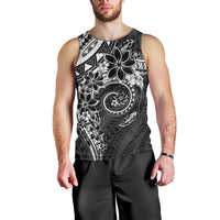 Polynesian Pattern With Plumeria Flowers Men Tank Top Black