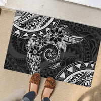 Polynesian Pattern With Plumeria Flowers Rubber Doormat Black