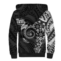 Polynesian Pattern With Plumeria Flowers Sherpa Hoodie Black