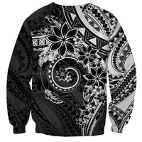 Polynesian Pattern With Plumeria Flowers Sweatshirt Black