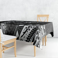 Polynesian Pattern With Plumeria Flowers Tablecloth Black
