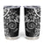 Black Polynesian Pattern With Plumeria Flowers Tumbler Cup