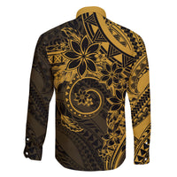 Polynesian Sunset Plumeria Family Matching Off The Shoulder Long Sleeve Dress and Hawaiian Shirt Gold Polynesian Tattoo LT05 - Polynesian Pride
