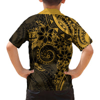 Polynesian Sunset Plumeria Family Matching Short Sleeve Bodycon Dress and Hawaiian Shirt Gold Polynesian Tattoo