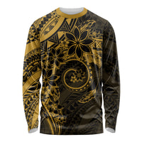 Polynesian Sunset Plumeria Long Sleeve Shirt Gold Polynesian Tattoo LT05 Unisex Gold - Polynesian Pride