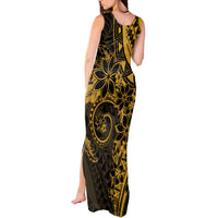 Polynesian Sunset Plumeria Tank Maxi Dress Gold Polynesian Tattoo