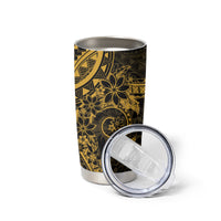 Gold Polynesian Pattern With Plumeria Flowers Tumbler Cup