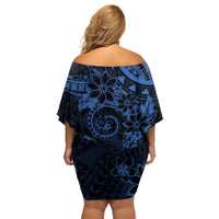 Polynesian Sunset Plumeria Family Matching Off Shoulder Short Dress and Hawaiian Shirt Navy Polynesian Tattoo
