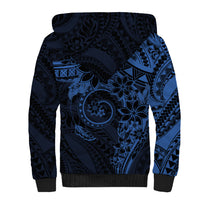 Polynesian Sunset Plumeria Sherpa Hoodie Navy Polynesian Tattoo