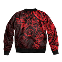 Polynesian Sunset Plumeria Bomber Jacket Red Polynesian Tattoo