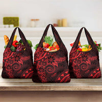 Polynesian Sunset Plumeria Grocery Bag Red Polynesian Tattoo