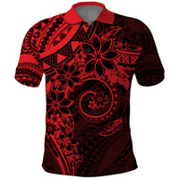 Polynesian Sunset Plumeria Polo Shirt Red Polynesian Tattoo