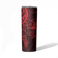 Red Polynesian Pattern With Plumeria Flowers Skinny Tumbler