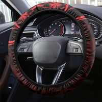 Polynesian Sunset Plumeria Steering Wheel Cover Red Polynesian Tattoo