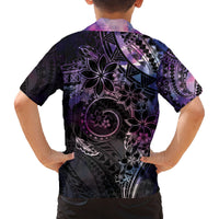 Polynesian Sunset Plumeria Family Matching Off Shoulder Short Dress and Hawaiian Shirt Galaxy Polynesian Tattoo