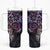 Galaxy Polynesian Pattern With Plumeria Flowers Tumbler With Handle