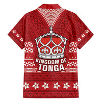 Tonga King Tupou VI Day Family Matching Off Shoulder Short Dress and Hawaiian Shirt Traditional Tongan Kupesi Pattern