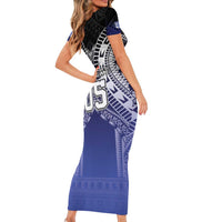 Custom Fiji Drua Family Matching Short Sleeve Bodycon Dress and Hawaiian Shirt Fijian Tapa Pattern