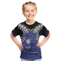 Custom Fiji Drua Kid T Shirt Fijian Tapa Pattern