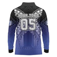 Custom Fiji Drua Long Sleeve Polo Shirt Fijian Tapa Pattern