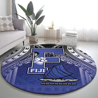 Fiji Drua Round Carpet Fijian Tapa Pattern