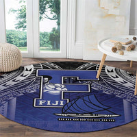 Fiji Drua Round Carpet Fijian Tapa Pattern