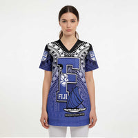 Custom Fiji Drua Scrub Top Fijian Tapa Pattern - Polynesian Pride