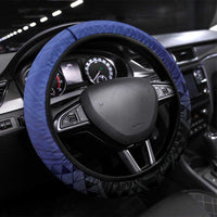 Fiji Drua Steering Wheel Cover Fijian Tapa Pattern LT05 Universal Fit Blue - Polynesian Pride
