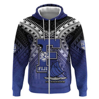Custom Fiji Drua Zip Hoodie Fijian Tapa Pattern