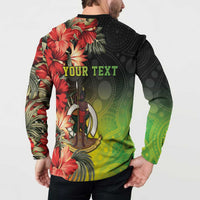 Aboriginal Dot Art Vanuatu Personalised Button Sweatshirt Tropical Flowers